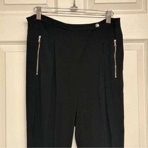 Sandro Paris Polina Black Trousers 40 *US 8-10 Zip Pocket Pants Taper Designer